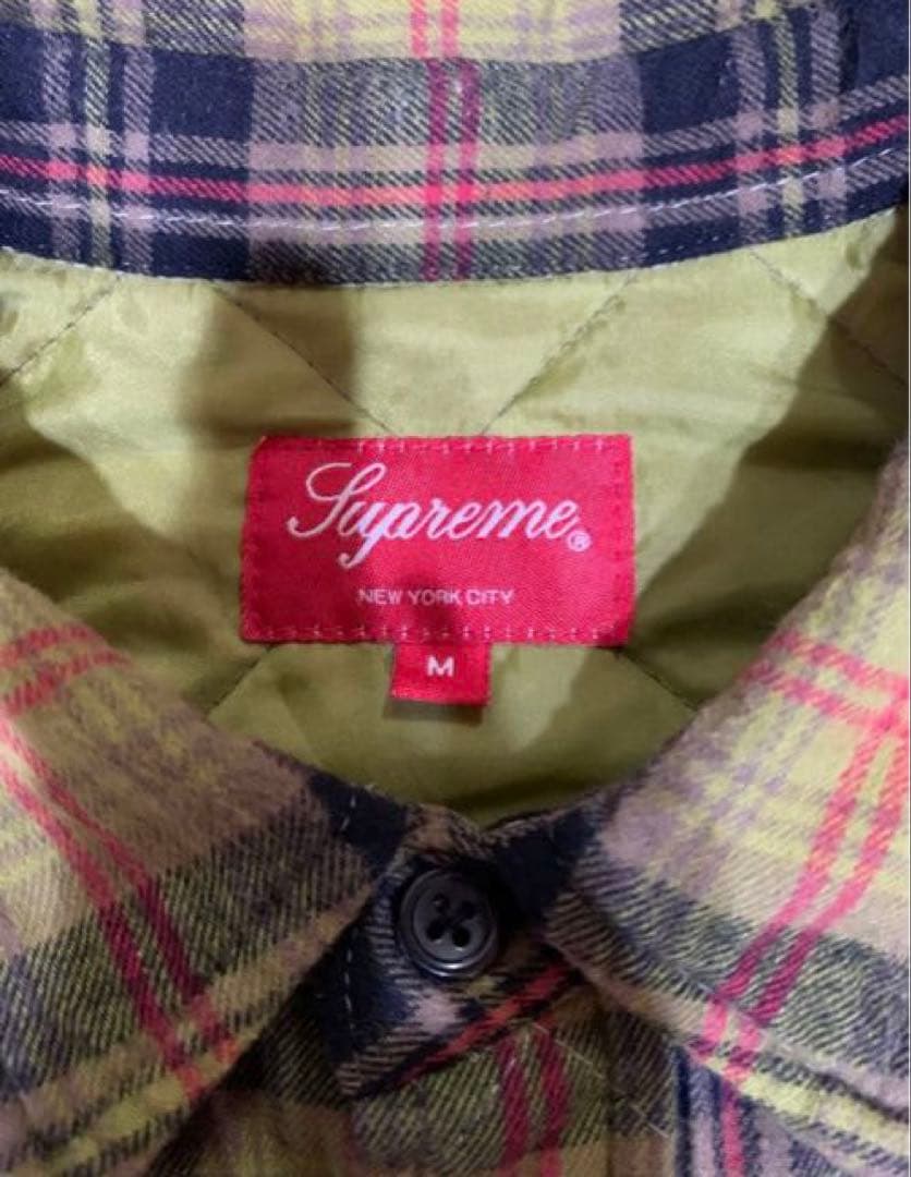 supreme quilted plaid flannel shirt サイズM