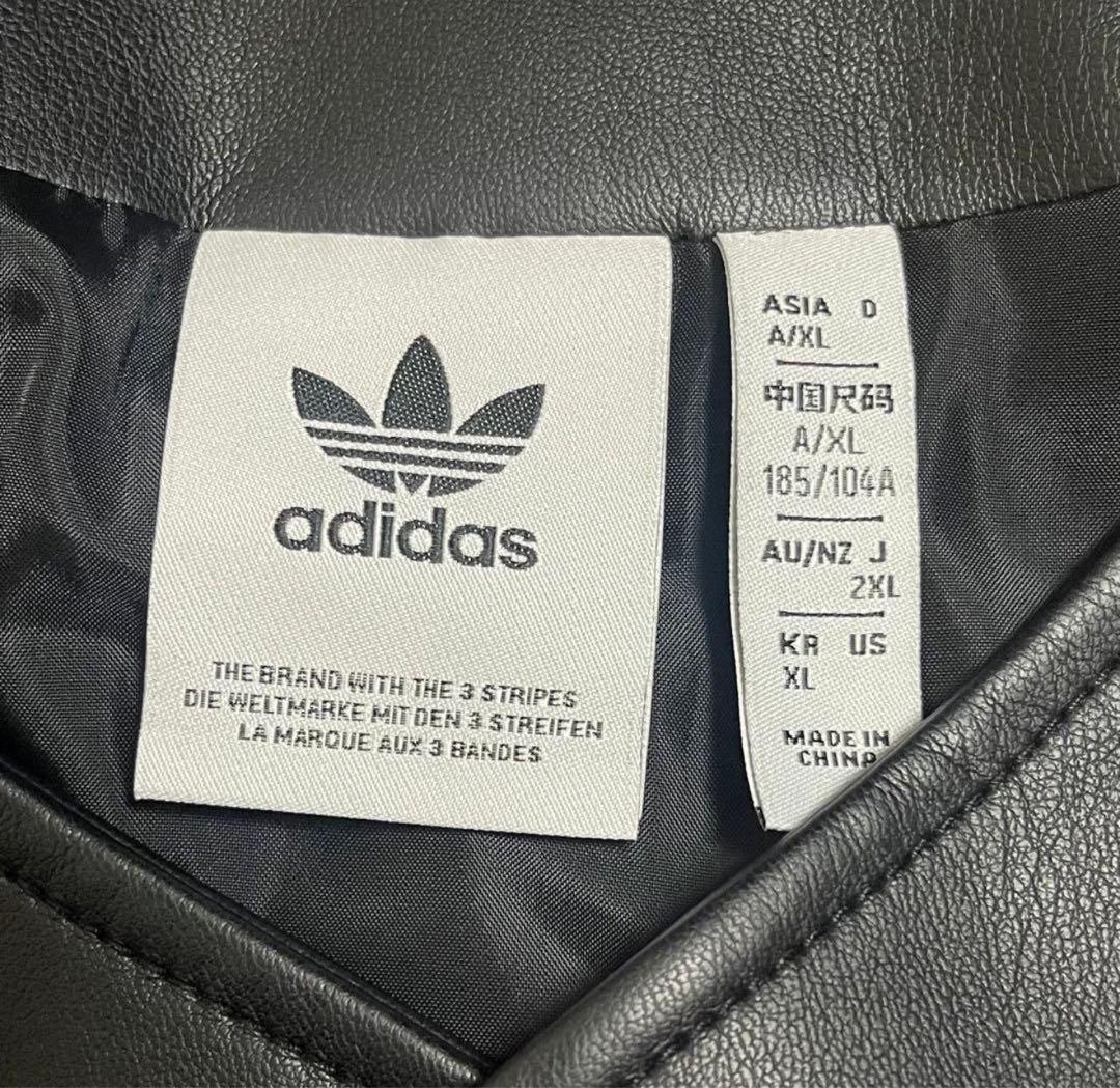 adidas フェイクレザー ベースボールシャツ