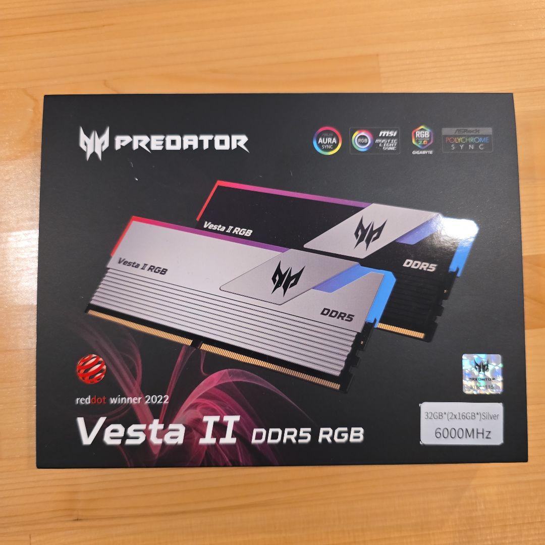 メモリー Predator Vesta II DDR5 6000MHz 32GB