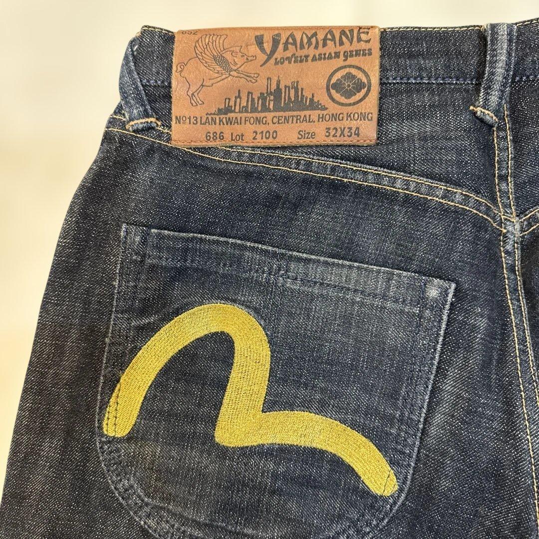 YAMANE EVISU デニムパンツ 32x34 ゴールドカモメ　ホワイト