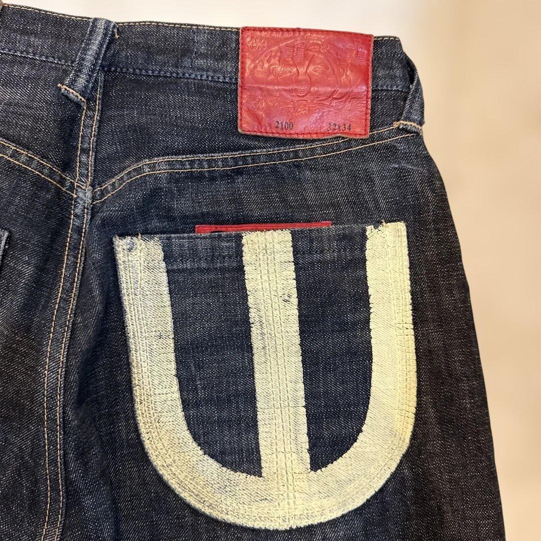 YAMANE EVISU デニムパンツ 32x34 ゴールドカモメ　ホワイト