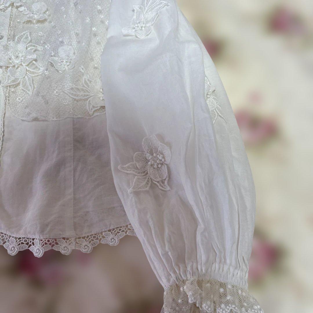 アトリエまりこ♡綿ローン♪レース＆お花のブラウス・ノンノンドール・へっぽこ先生