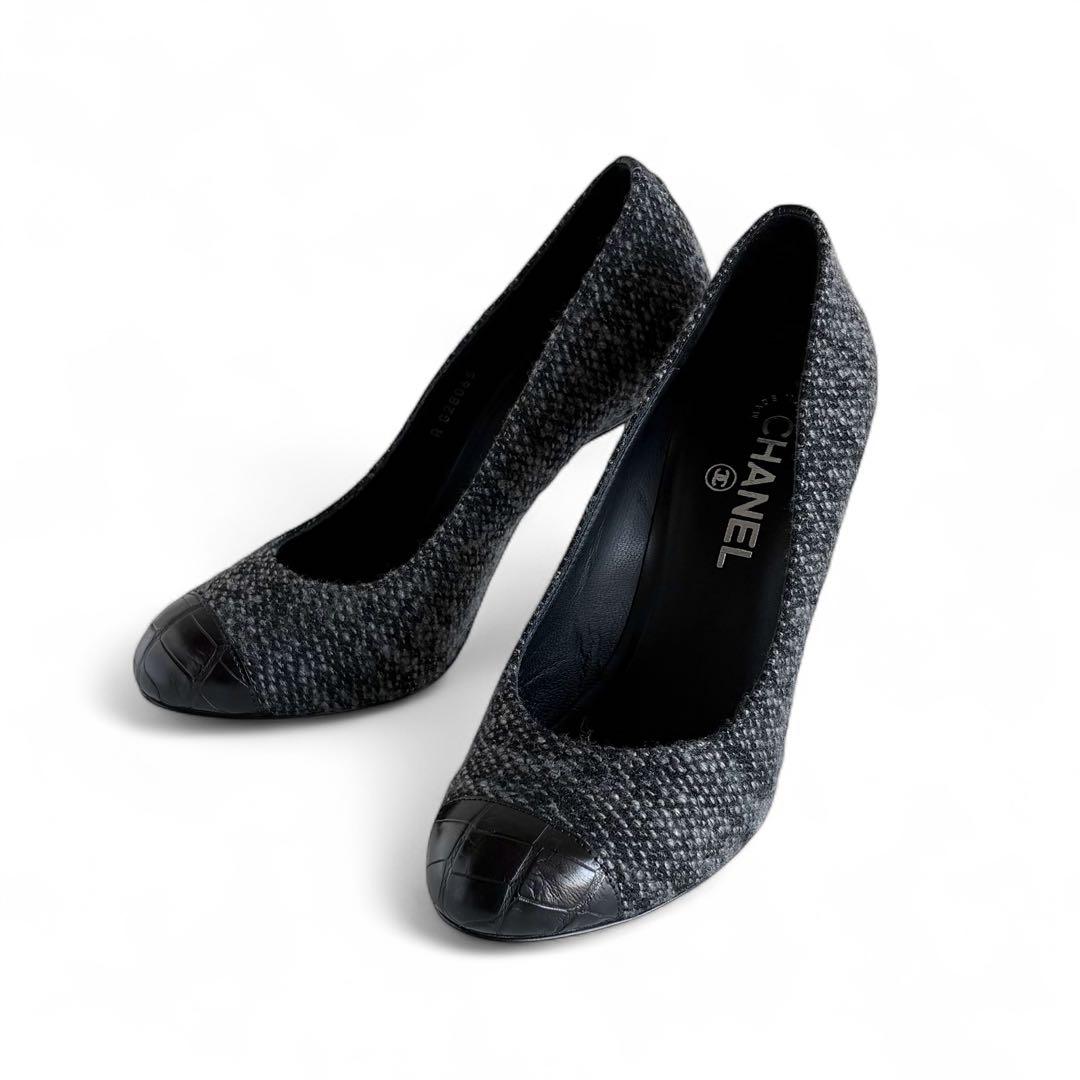 美品 CHANEL ココマーク ツイード パンプス 37.5