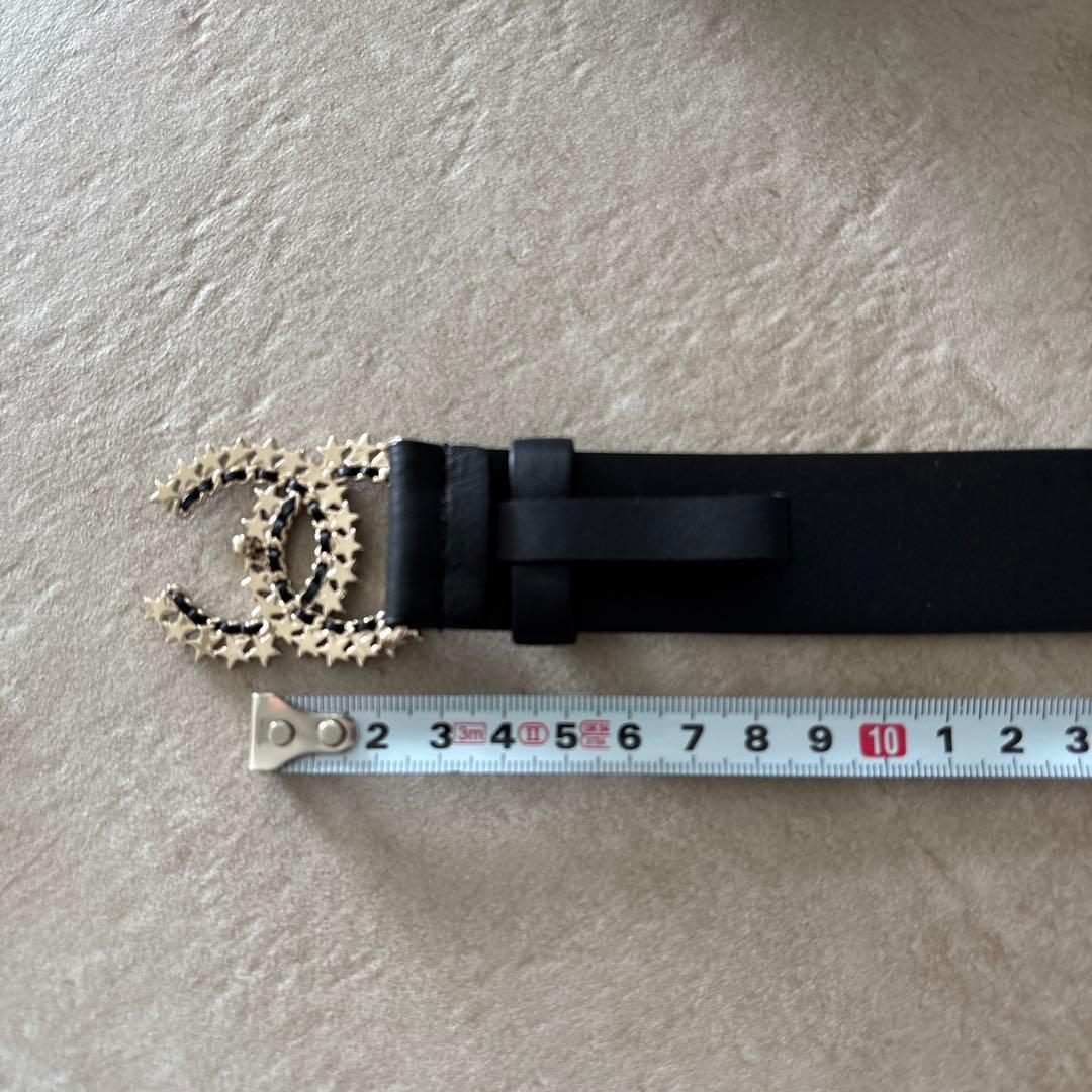 タイムセール★CHANEL ブラックレザー ベルト サイズ75