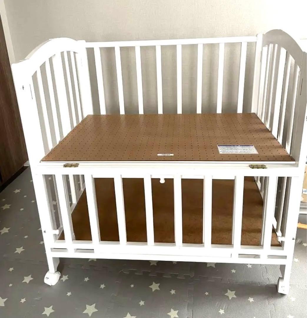 カトージ ハイタイプミニベビーベッド 白 折りたたみ 60×90cm 廃盤品