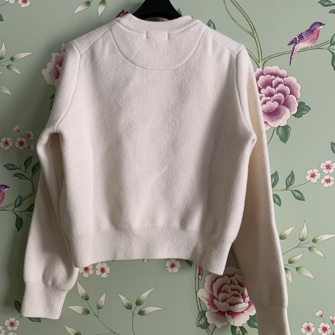 yori ホワイト 長袖ニットセーター 36