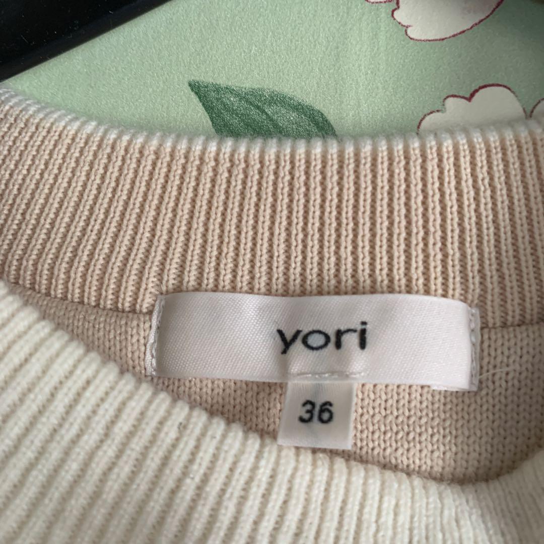 yori ホワイト 長袖ニットセーター 36