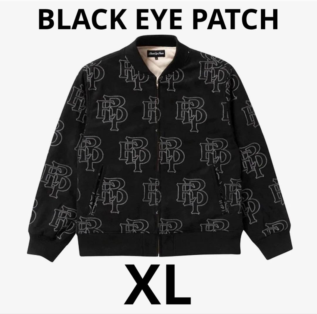 ブラックアイパッチ ブルゾン 総柄 スエード ロゴ刺繍 IO着用