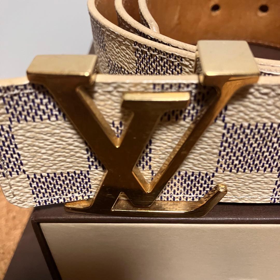 【正規店美品】Louis VuittonベルトイニシャルLV アズールキャンバス