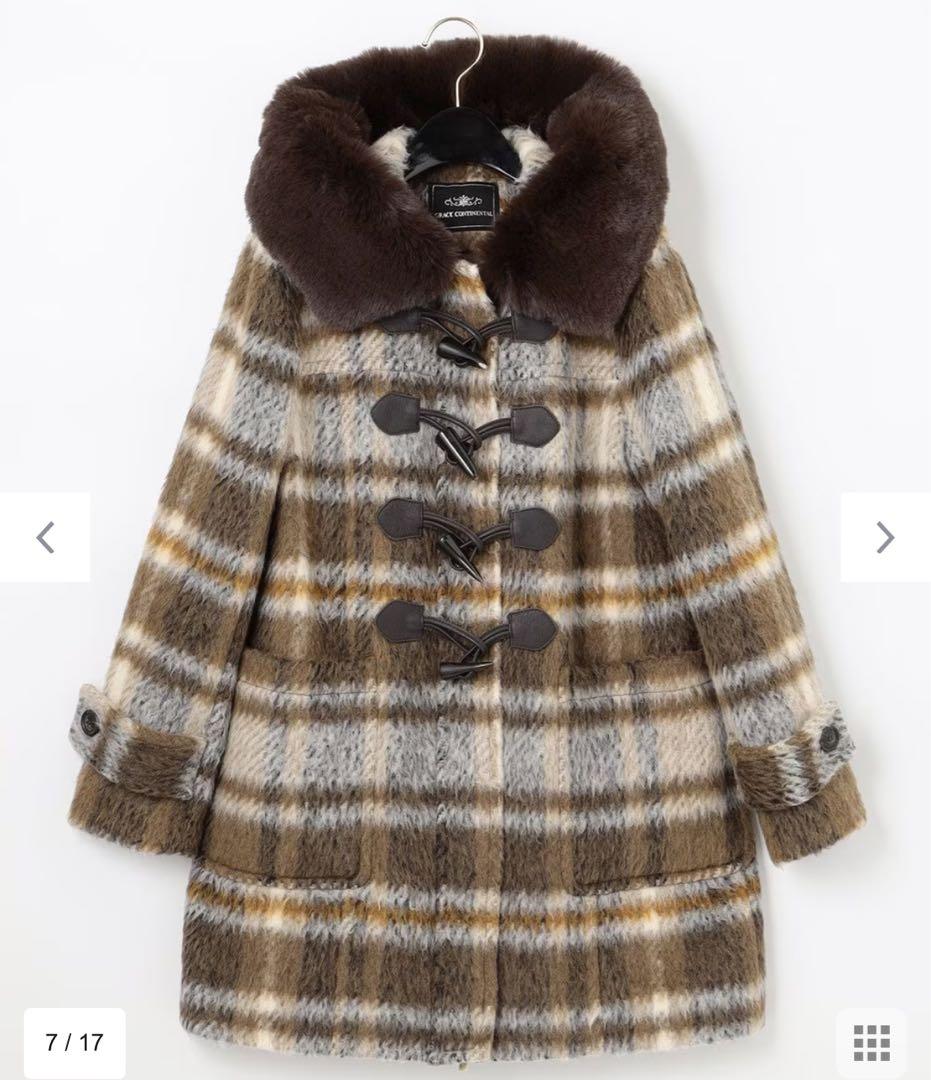 グレースコンチネンタル シャギー チェック ダッフルコート【定価9.6万】