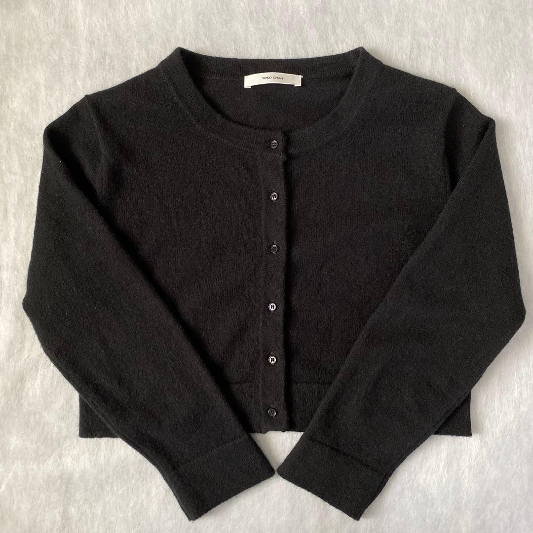 【年始値下げ中】YOKO CHAN カシミア　カーディガン　38 ブラック　丈短