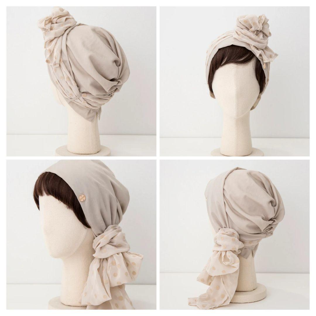 【新品 BAREN】スカーフハット＆前髪ウイッグ（ウイッグ付きケア帽子）