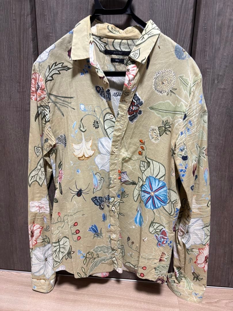 GUCCI花柄ベージュ長袖シャツ 40/15¾