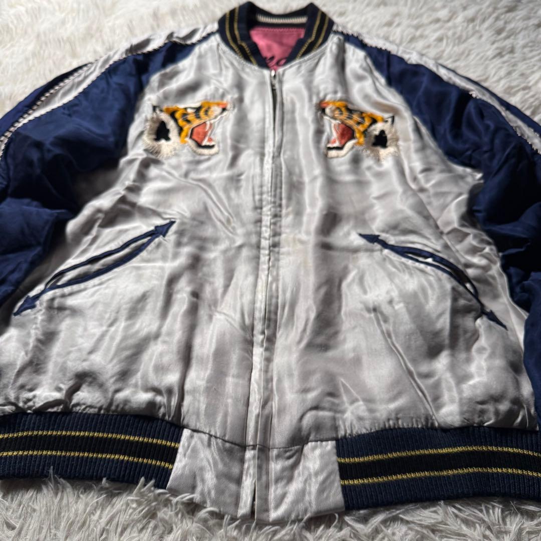 希少デザイン✨東洋エンタープライズ　スカジャン　リバーシブル　虎　鷹　和柄　L