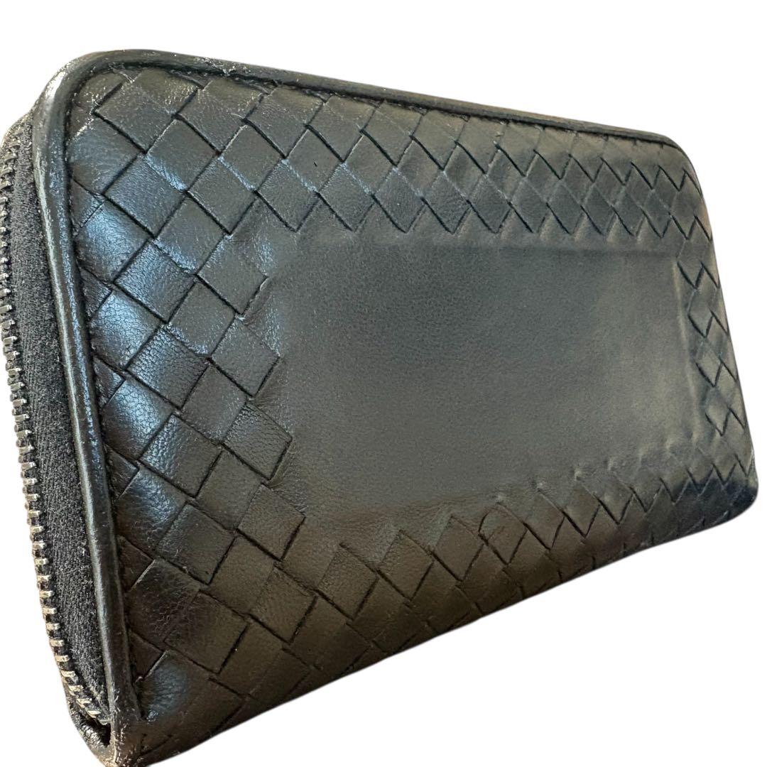 希少モデル　ボッテガヴェネタ ラウンドファスナー　長財布 イントレチャート 黒色
