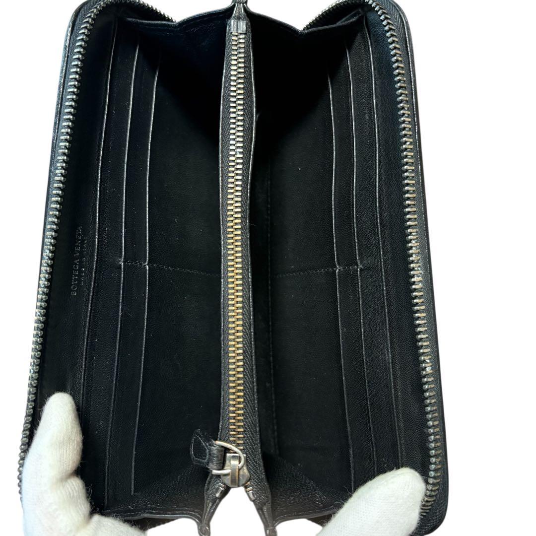 希少モデル　ボッテガヴェネタ ラウンドファスナー　長財布 イントレチャート 黒色