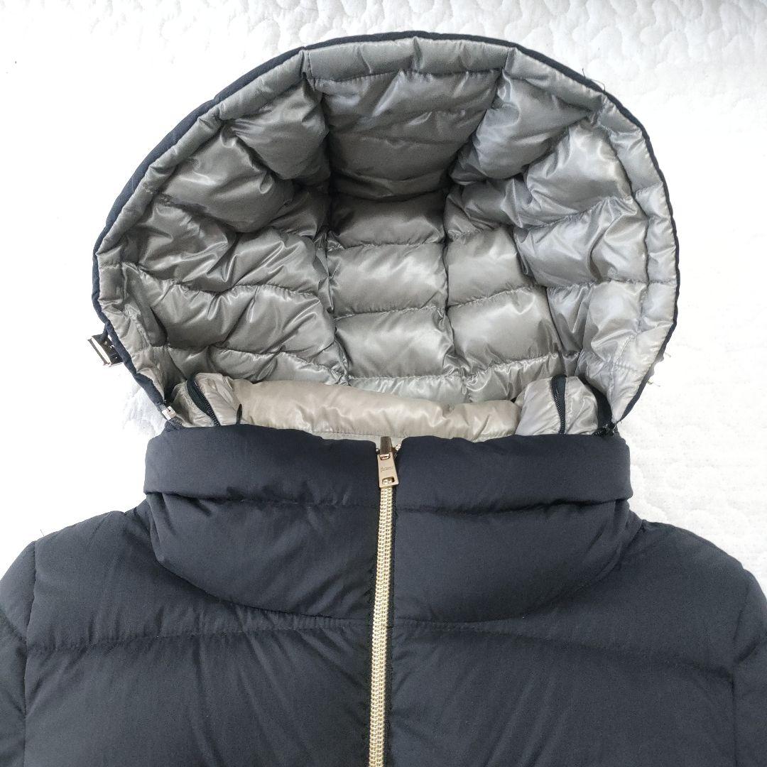 HERNO　ダウンコート　フード着脱可能　黒×グレー　42