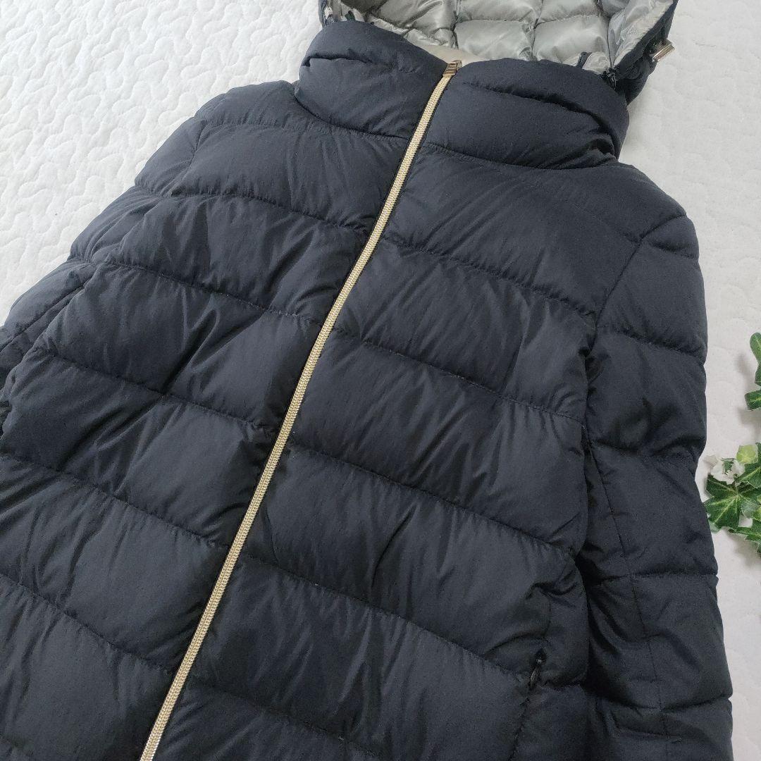 HERNO　ダウンコート　フード着脱可能　黒×グレー　42