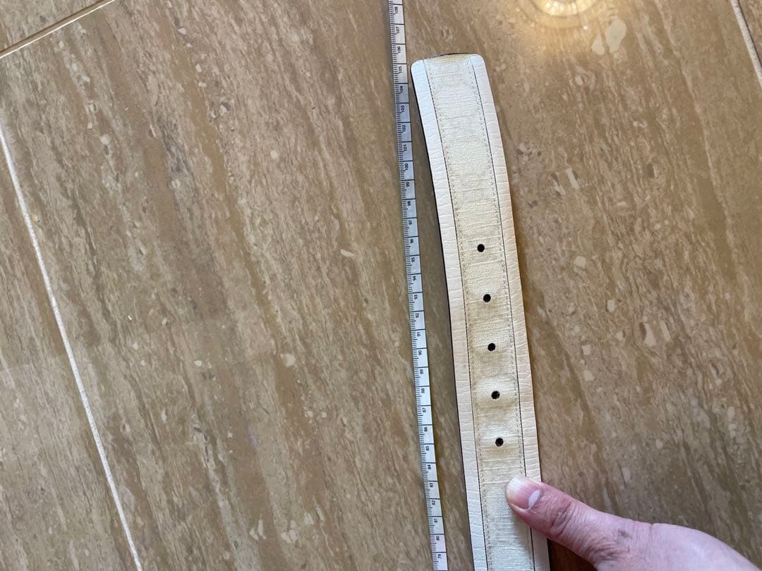 GUCCI ホワイト レザー ベルト 約95cm