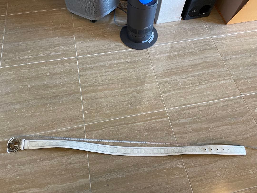 GUCCI ホワイト レザー ベルト 約95cm