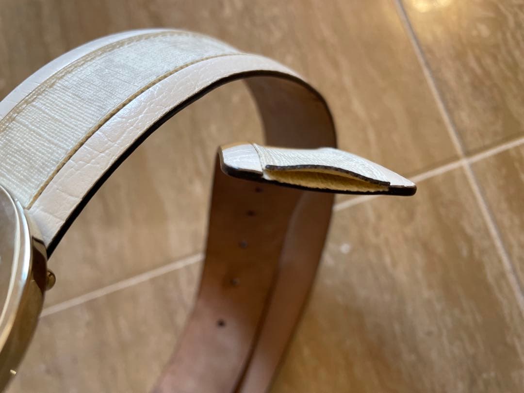 GUCCI ホワイト レザー ベルト 約95cm