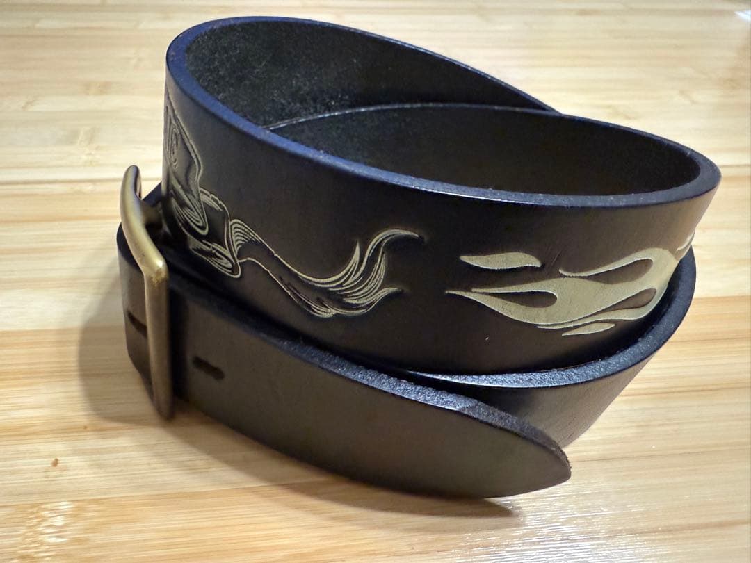 バイカー必見‼️⭐️極美品⭐️HTC ×BACKBONEコラボベルト⭐️ブラックレザー