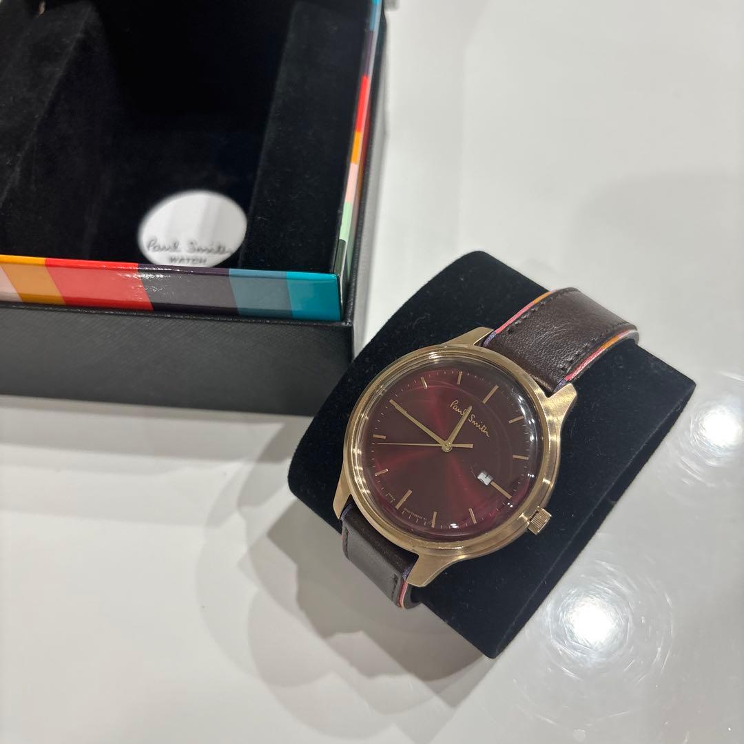 【美品】ポールスミス 時計 メンズ　ブラウン×バーガンディ