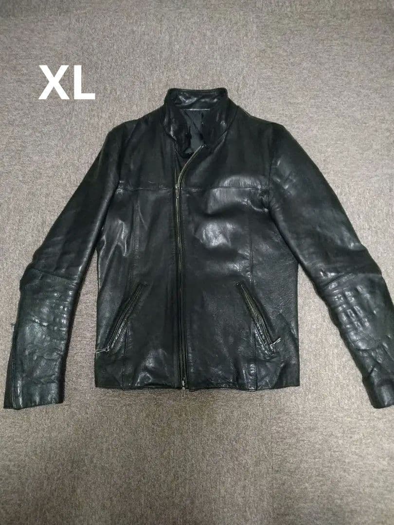 【定価6万円】5351 プールオム 黒ヤギ革レザージャケット　サイズ4 (XL)