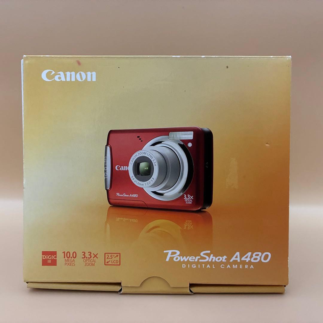 ★極美品★ Canon PowerShot A480 レッド 単3電池 コンデジ