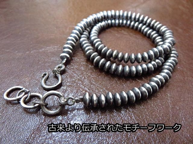 【Mサイズ】ナバホパール ビーズネックレス シルバー インディアンジュエリー