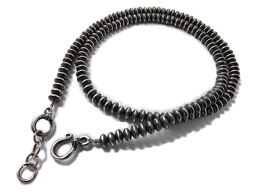 【Mサイズ】ナバホパール ビーズネックレス シルバー インディアンジュエリー