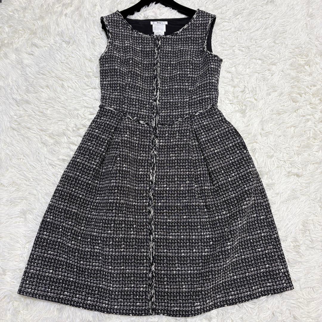 【美品】Rene TISSUEツイードワンピース Aライン フレア 38