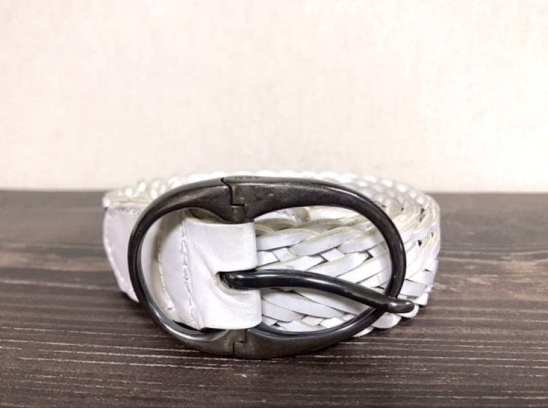 【希少レア】 AKM　 レザーベルト　ホワイト　メッシュ　編込　 エイケイエム
