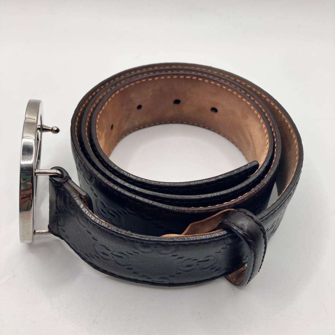 ☆美品☆ GUCCI ベルト インターロッキング GGシマ ブラウン レザー