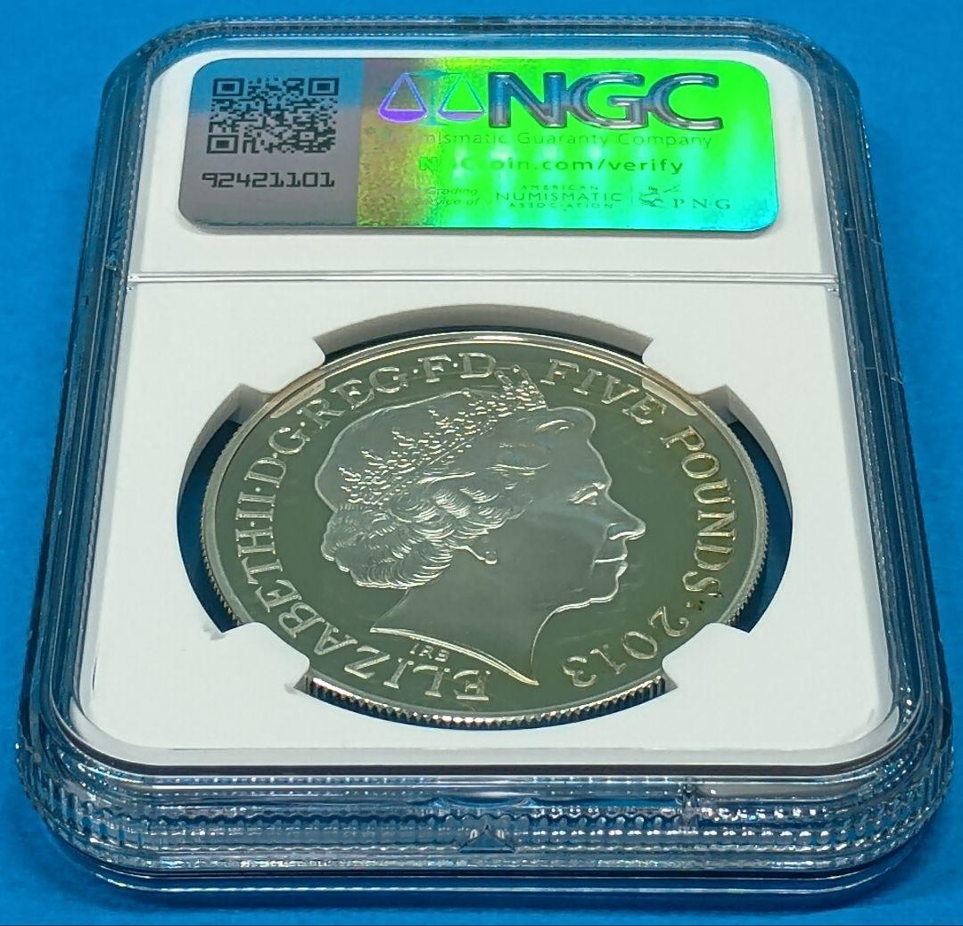 2013 エリザベス女王 戴冠60周年記念 5ポンド 銀貨 NGC PF68UC