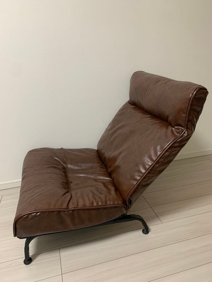 ブラウン ソフトレザー 1人掛けソファ リクライニング