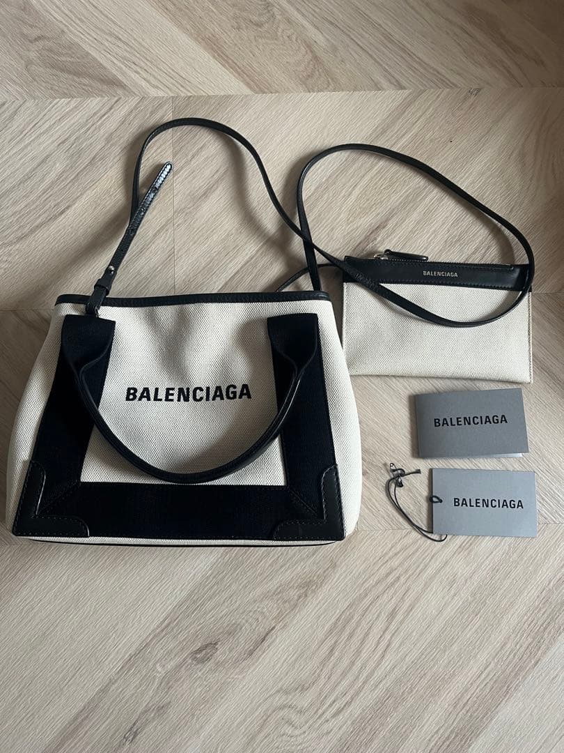 バレンシアガ　ネイビーカバス　2way キャンバスバッグ