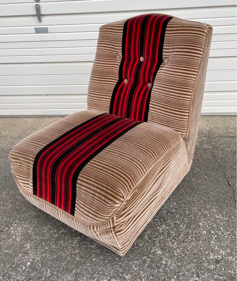 ビンテージ/レトロ/ミッドセンチュリー/モケットソファ/ストライプ/1人掛け