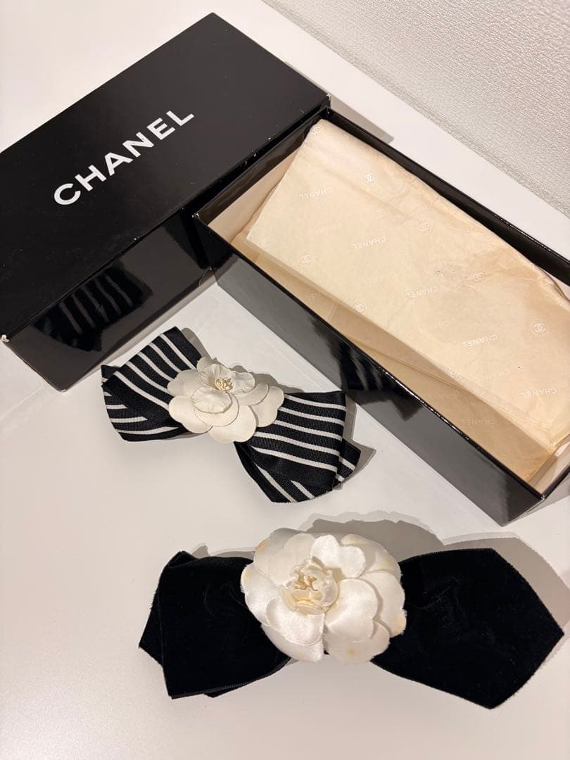 Chanel シャネル カメリア リボン ブローチ ヘアバレッタ セット