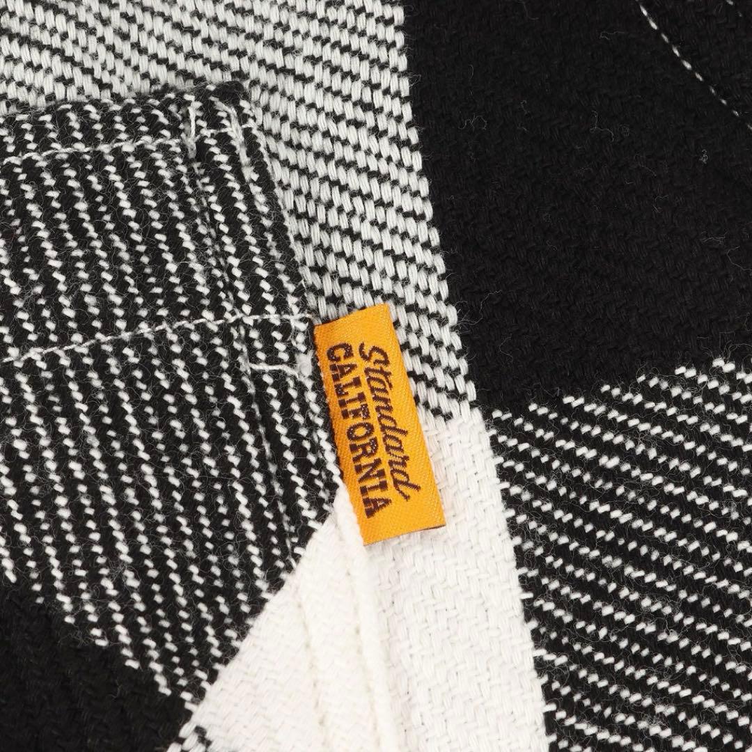 SD FLANNEL CHECK SHIRT 白黒　L