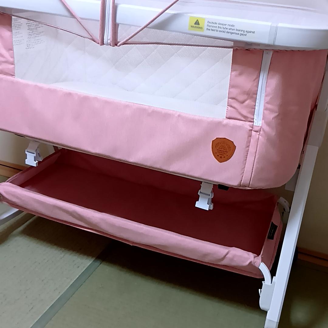 HZDMJ ベビーベッド ピンク　折りたたみ　取扱説明書付属
