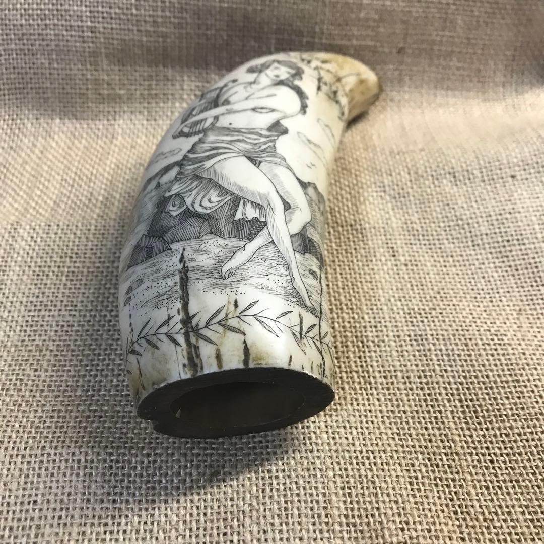 スクリムショー　鯨歯　クジラ　牙　彫刻