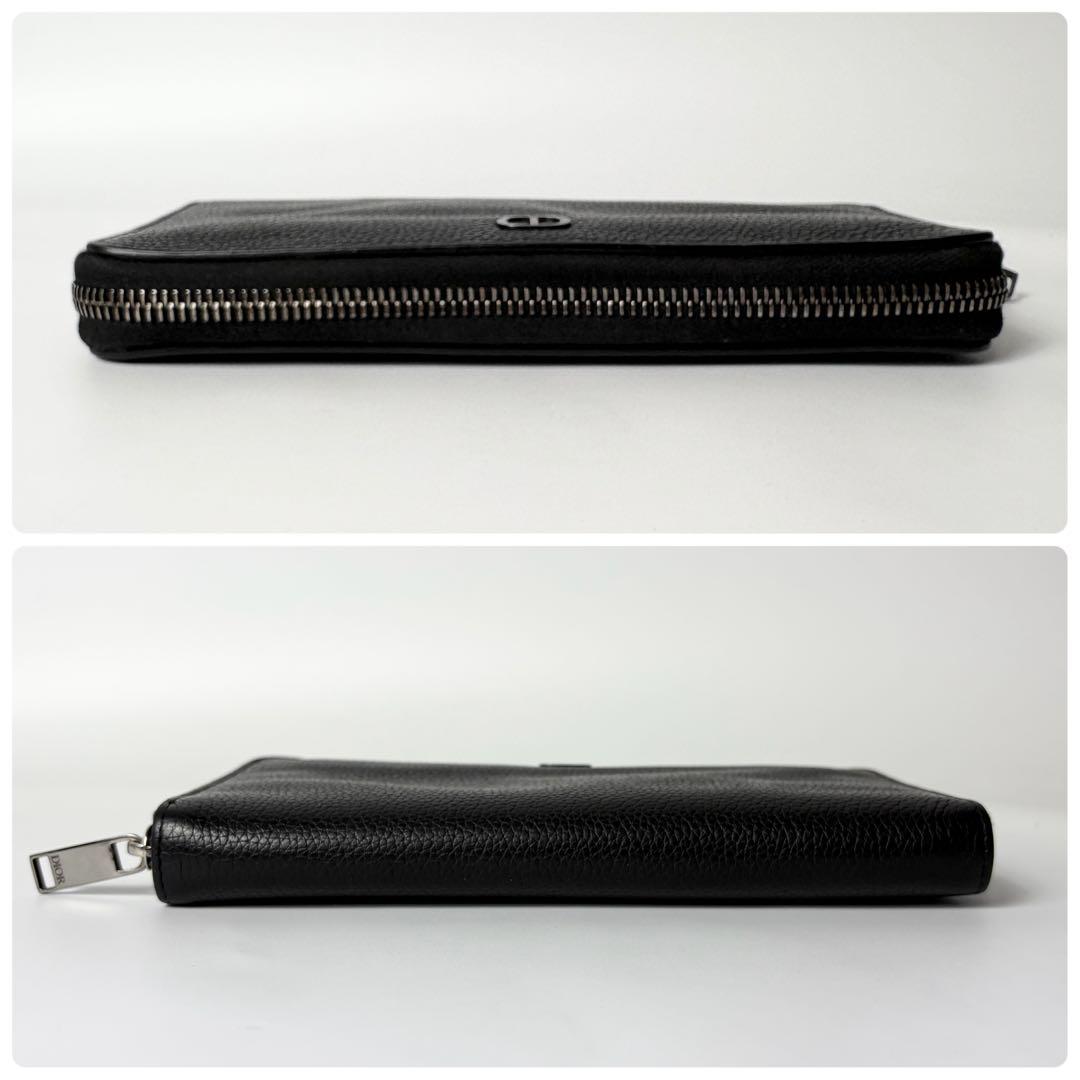 ディオール　CDアイコン　ロングジップウォレット　グレインドカーフスキン長財布.