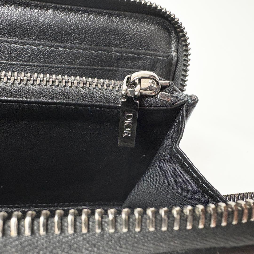 ディオール　CDアイコン　ロングジップウォレット　グレインドカーフスキン長財布.