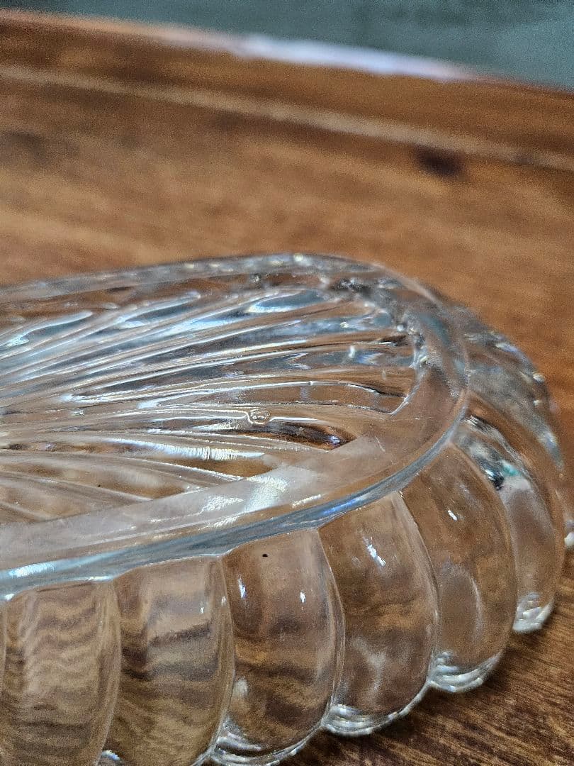 フランスアンティーク バンブー クリスタルガラスのトレイ クリア硝子 カフェ