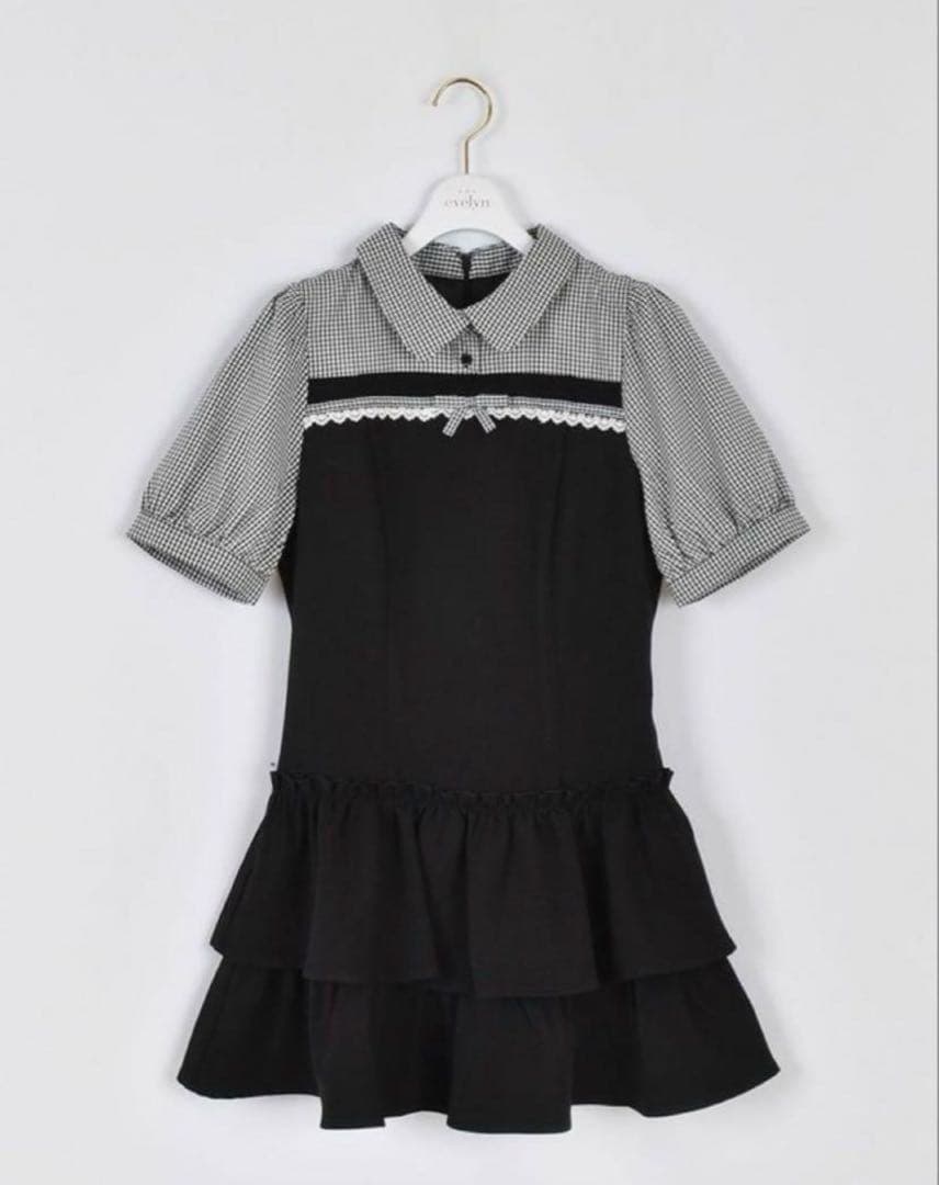 【即完売品】evelyn ドッキングティアードOP ブラック