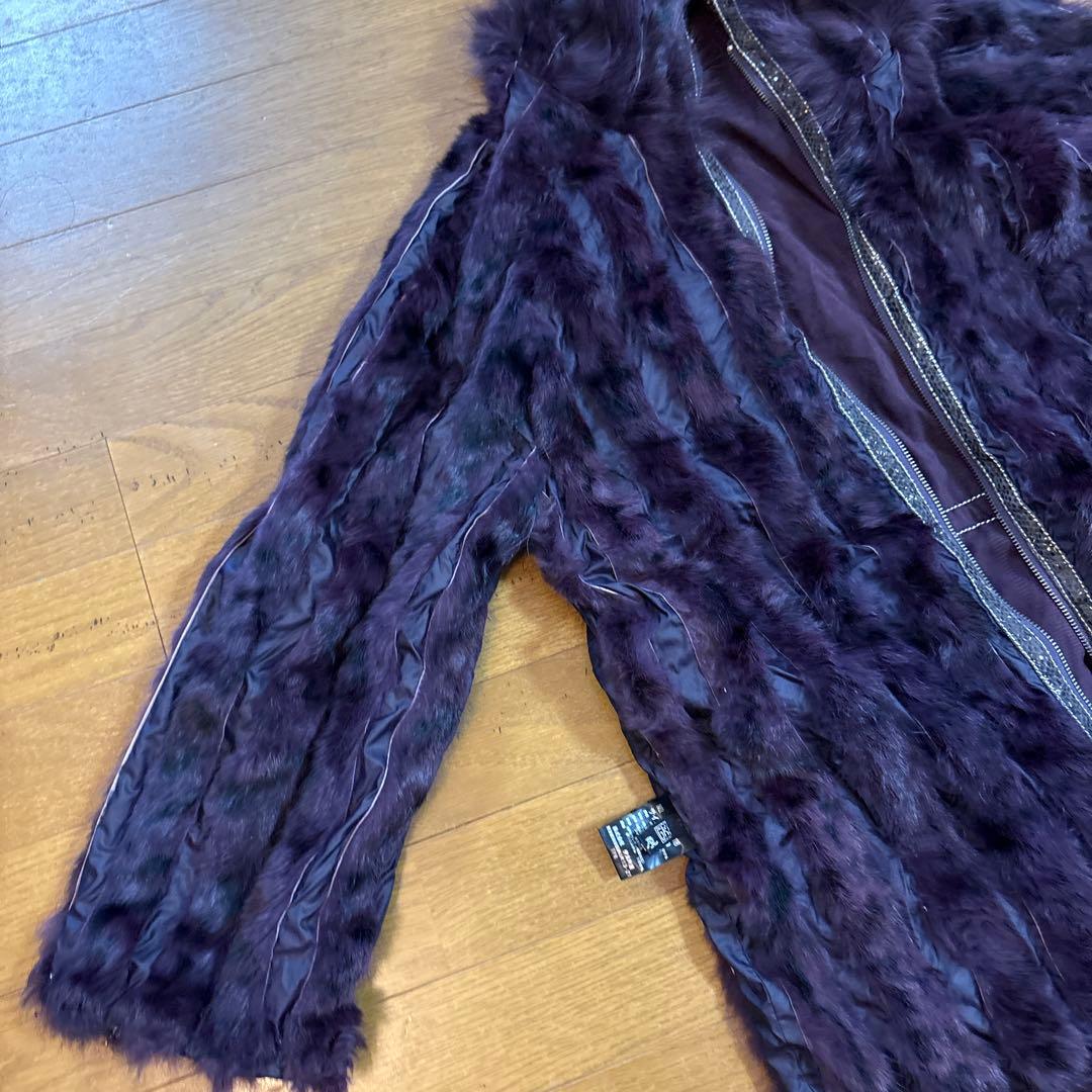 パープル ライニング ダッフルコート　インナーファー