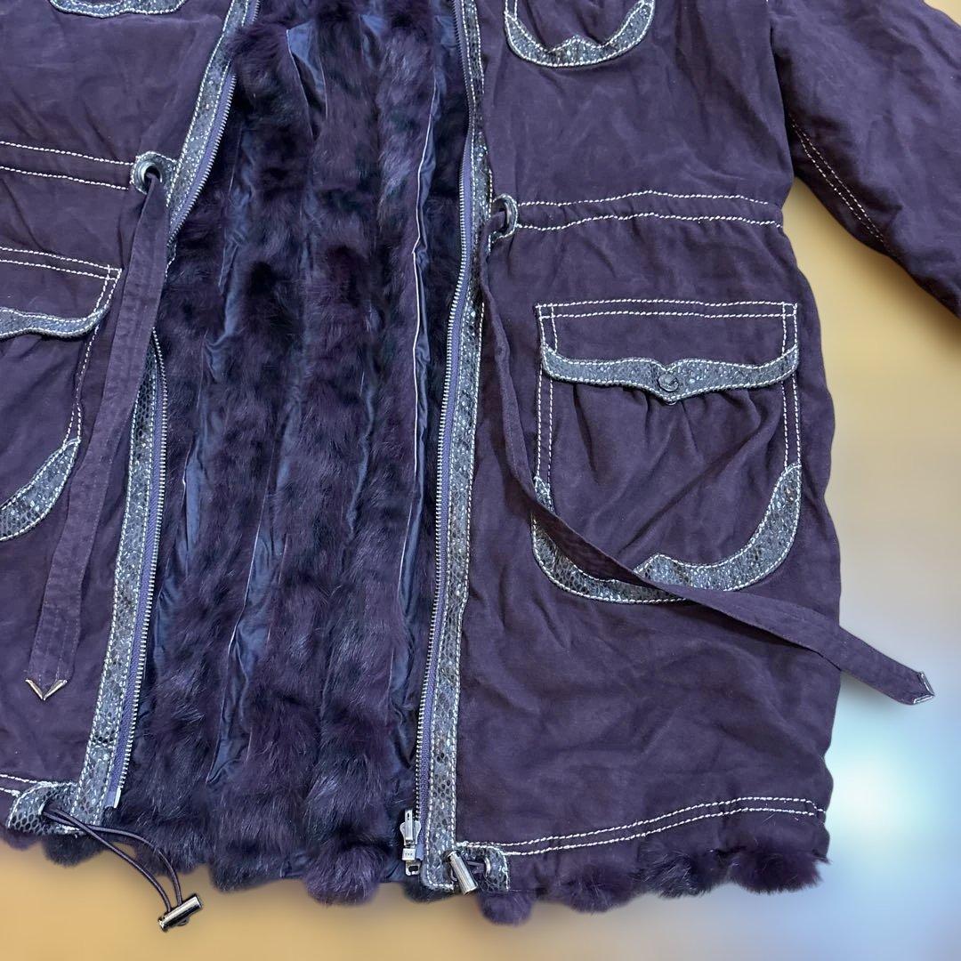 パープル ライニング ダッフルコート　インナーファー