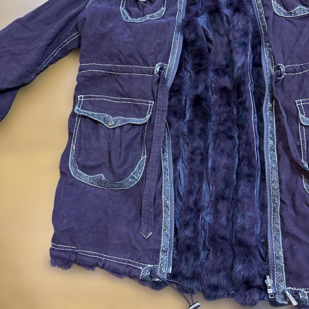 パープル ライニング ダッフルコート　インナーファー