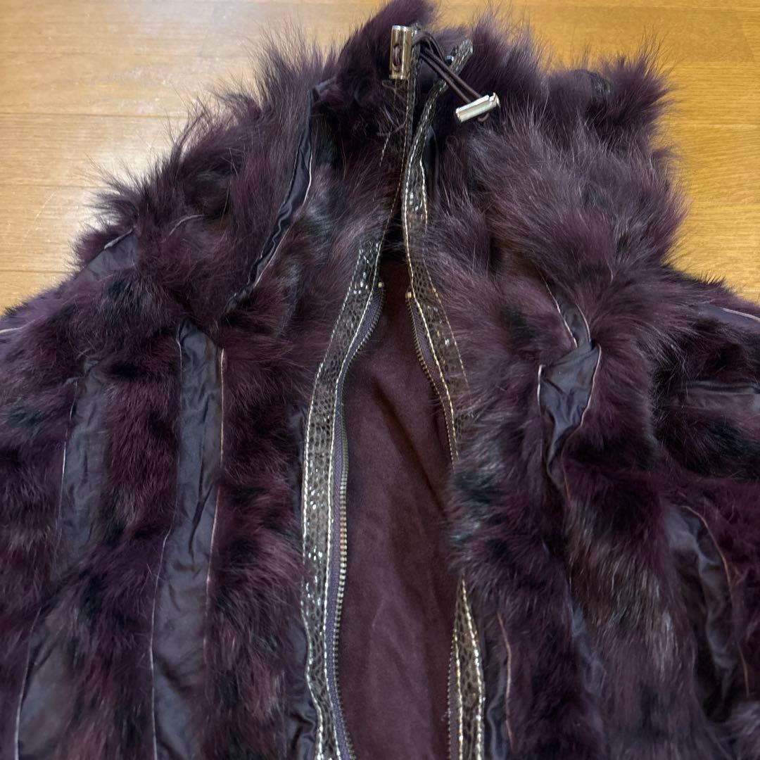 パープル ライニング ダッフルコート　インナーファー